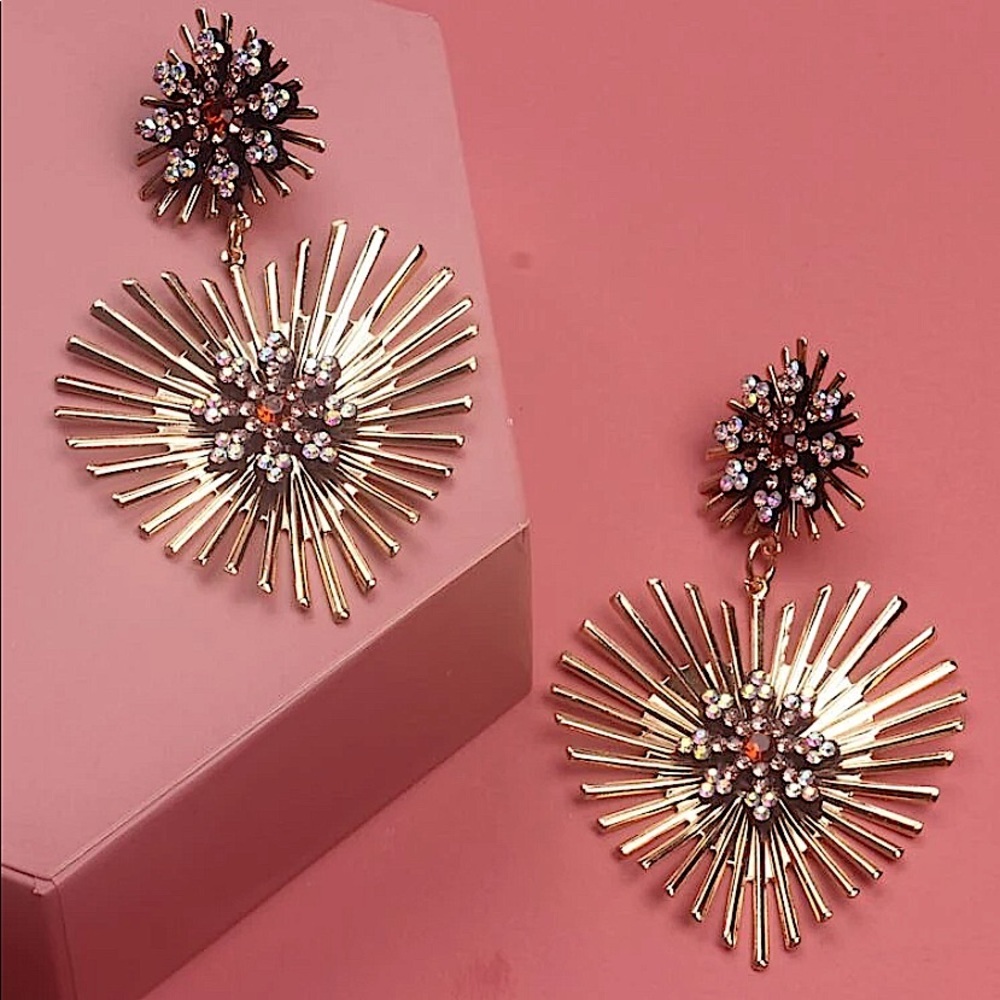 2 FOR $20 Rhinestone Decor Heart Charm Drop Earrings